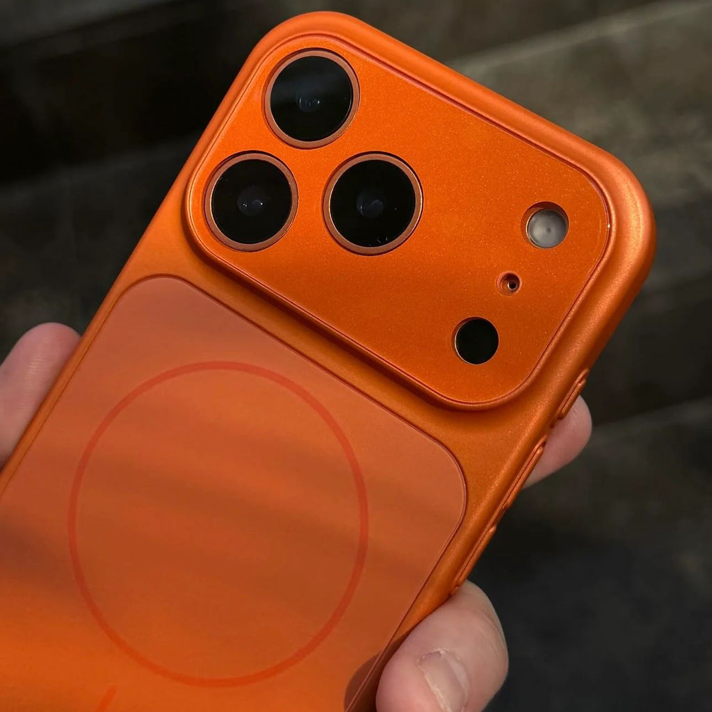 iPhone 17 glass case comic orange