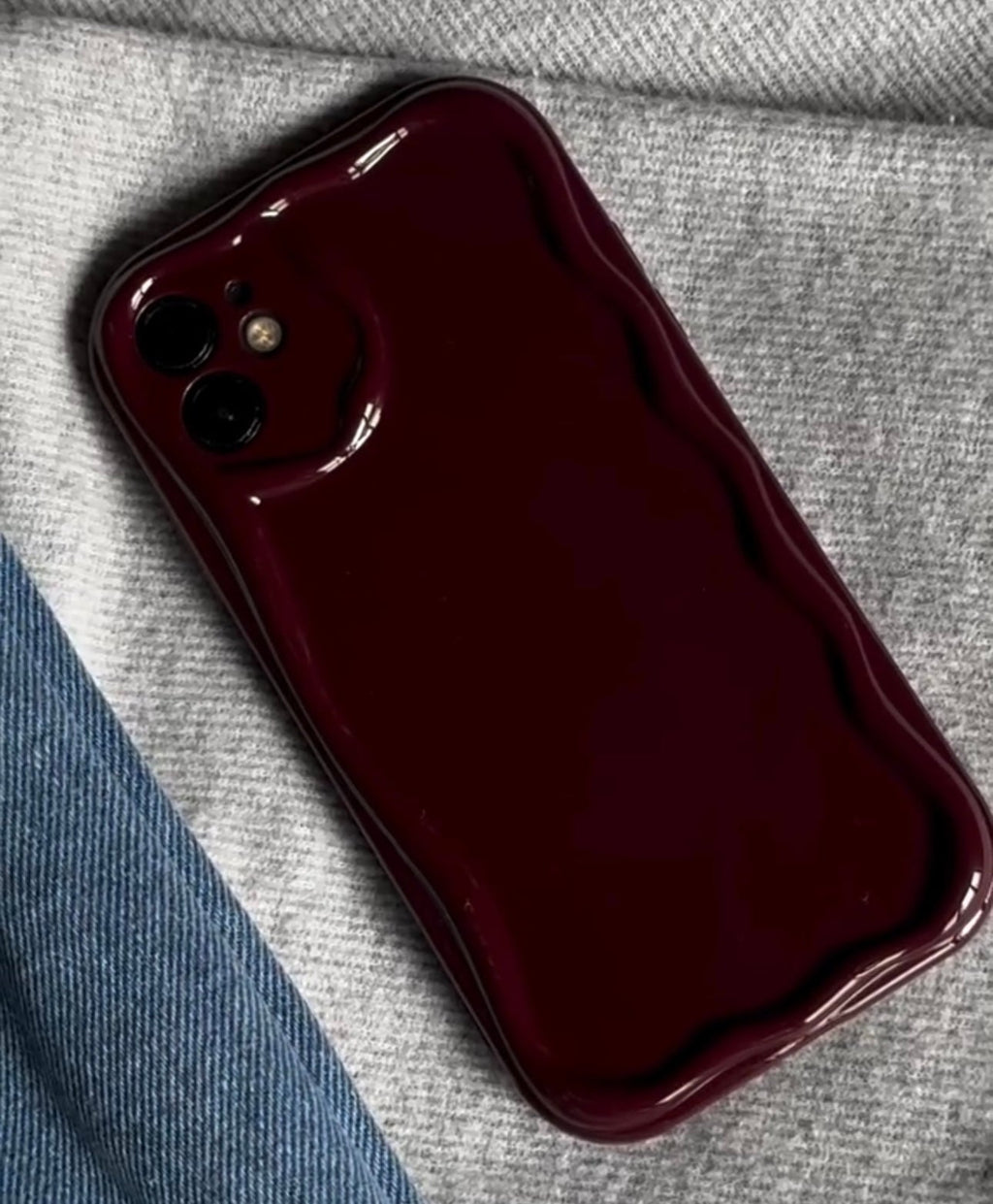 New Burgundy cherry Wavy Case